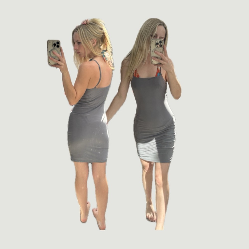 Zara Gray Spaghetti Strap Mini Dress